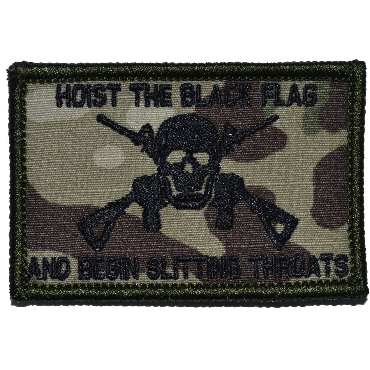 Tactical Gear Junkie Patches MultiCam Hoist The Black Flag and Begin Slitting Throats Jolly Roger - 2x3 Patch