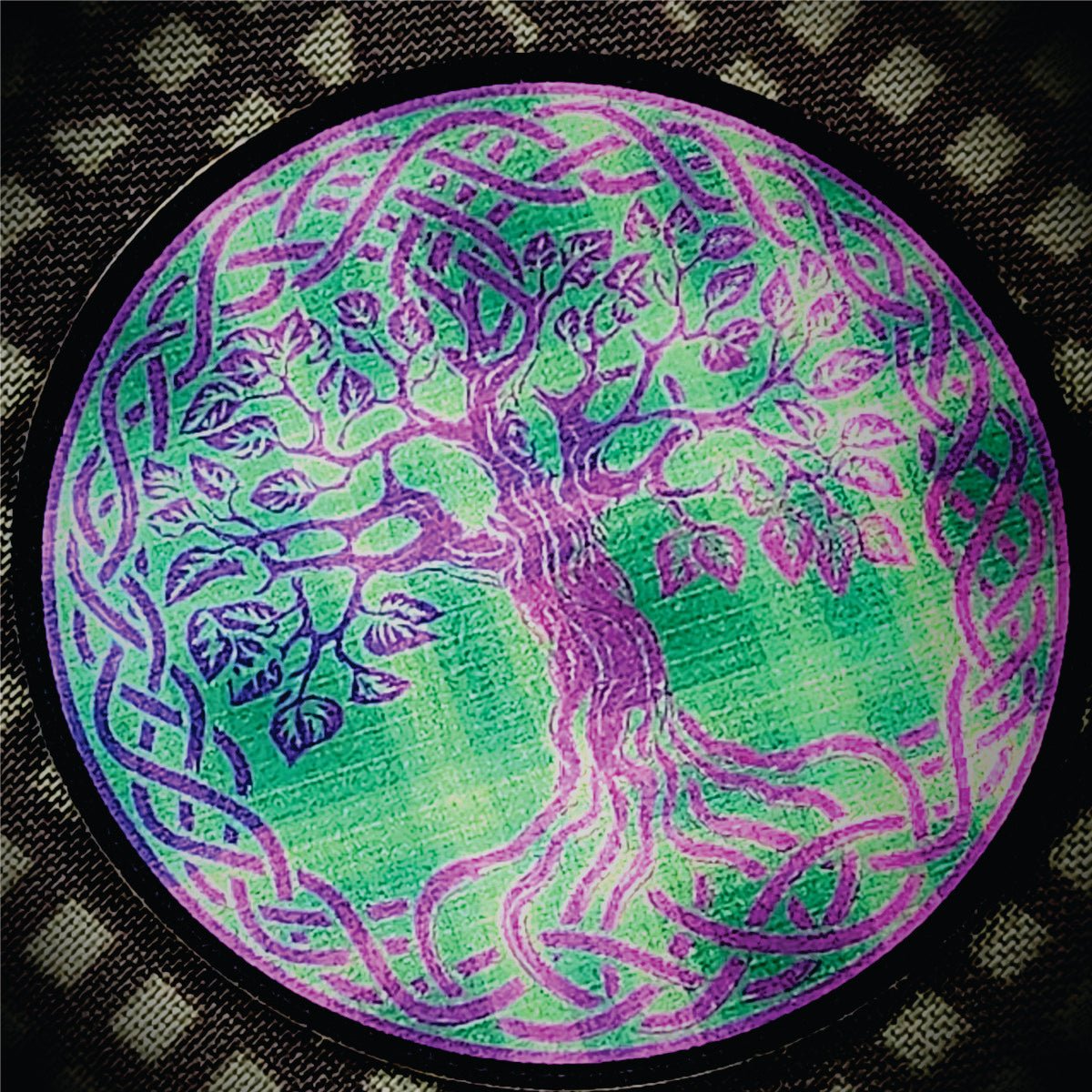 Holographic Celtic Knot Tree of life Printed Vinyl Patch - 2.85" Patch