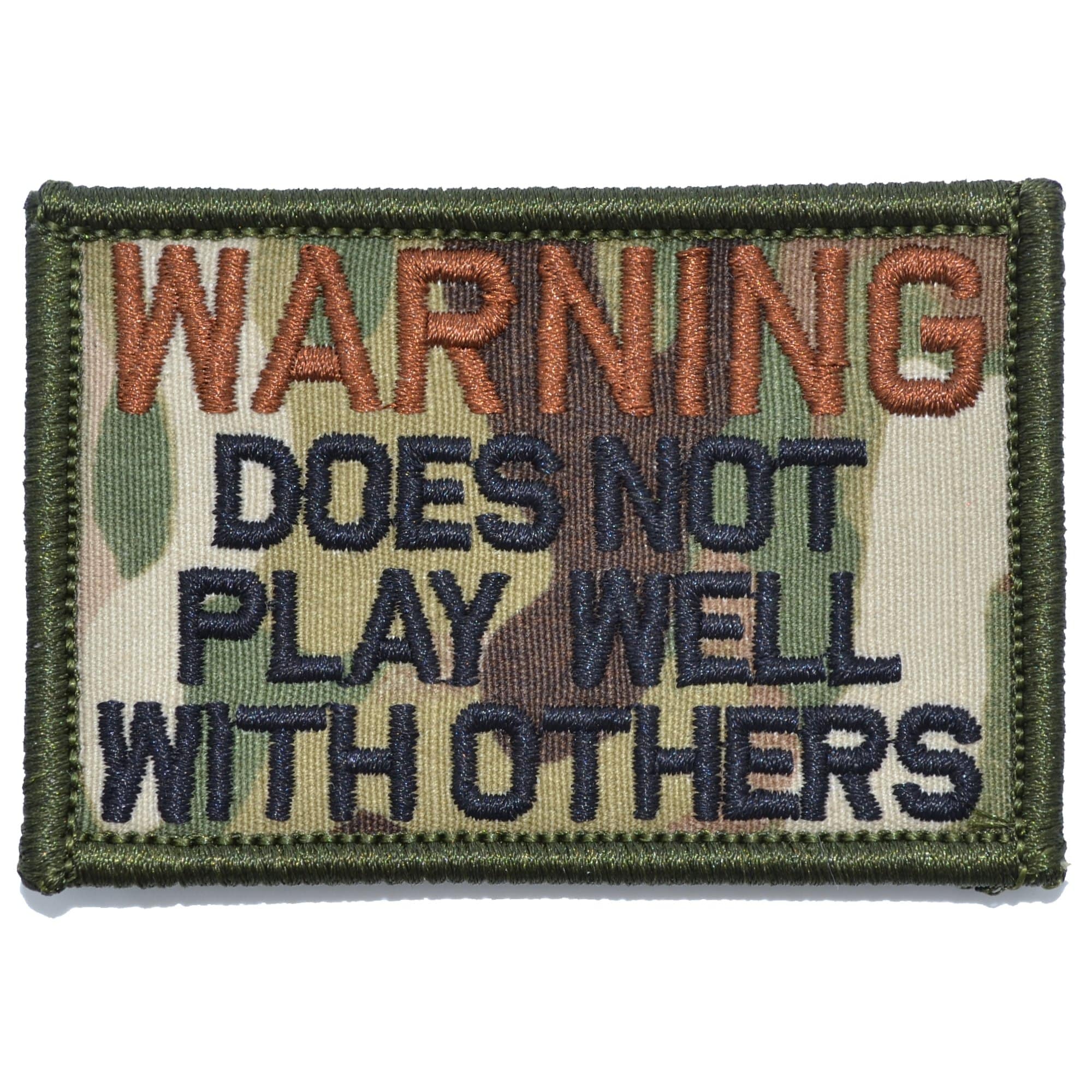Tactical Gear Junkie Patches MultiCam WARNING: Does Not Play Well With Others - 2x3 Patch