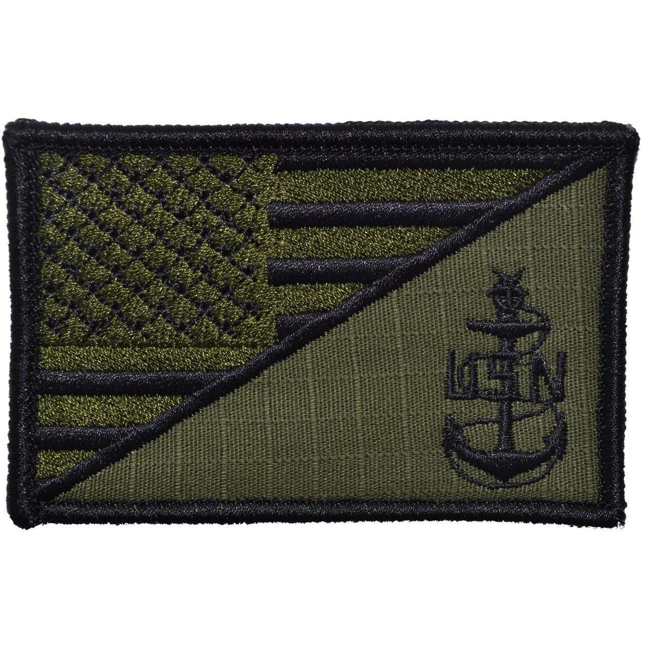 Tactical Gear Junkie Patches Olive Drab Navy SCPO Senior Chief Petty Officer USA Flag - 2.25x3.5 Patch