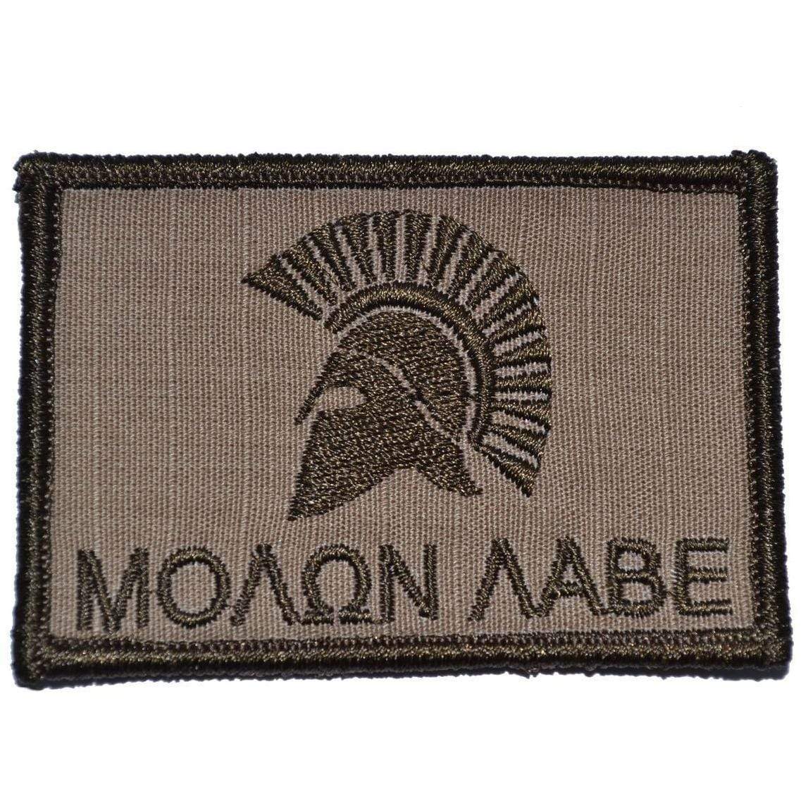 Tactical Gear Junkie Patches Coyote Brown Molon Labe Spartan Head - 2x3 Patch