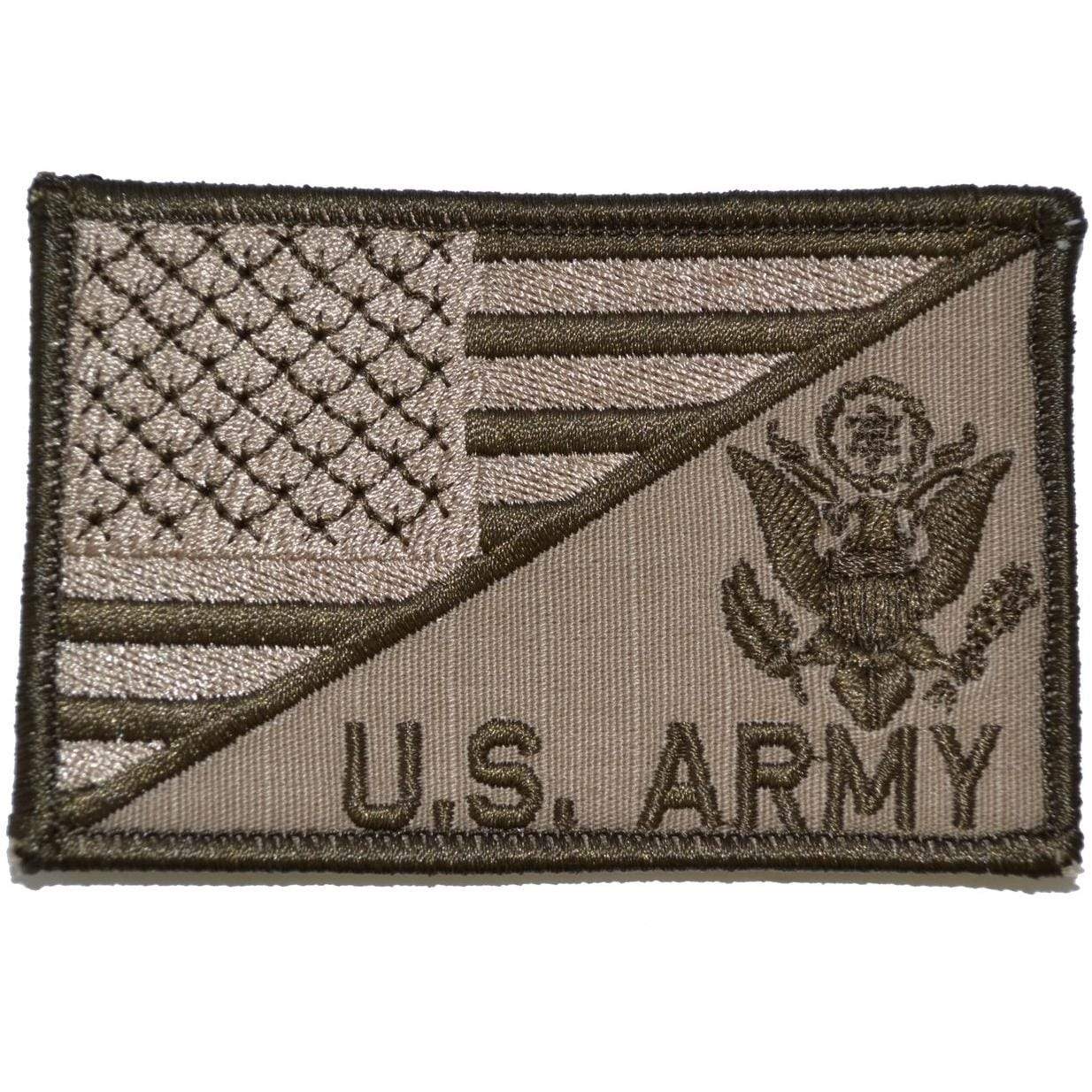 Tactical Gear Junkie Patches Coyote Brown US Army Crest With Text USA Flag - 2.25x3.5 Patch
