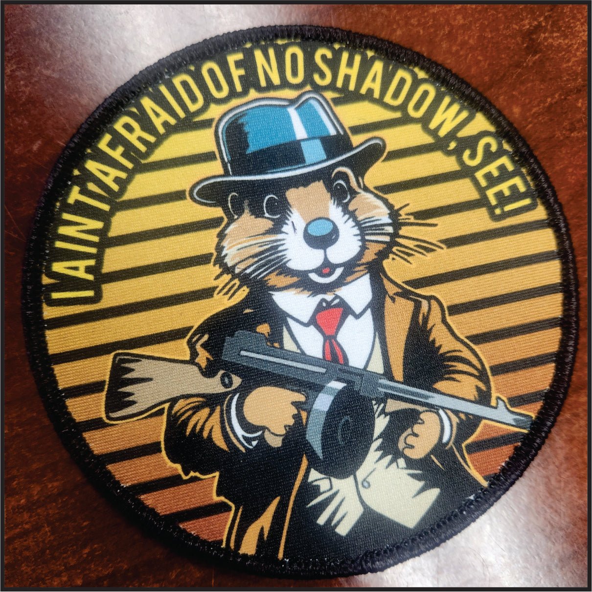1920's era Gangster Groundhog Sublimation Patch- 4" inch Tall