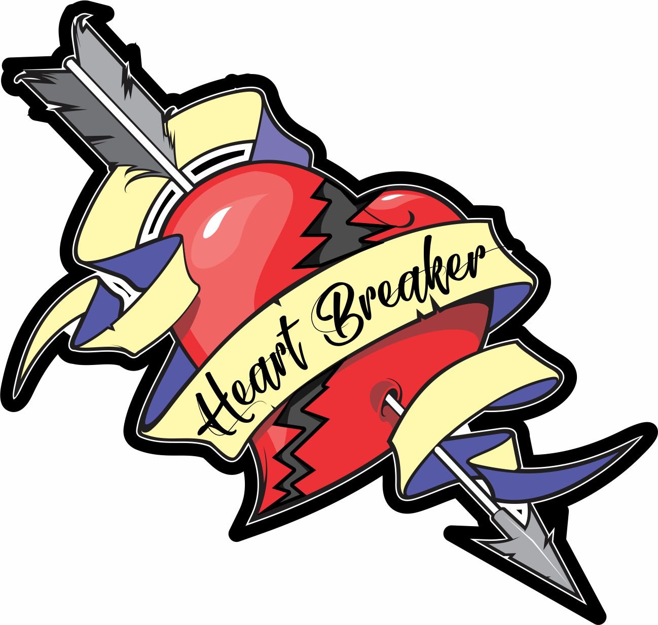 Heartbreaker, Tattoo Style STICKER - 4" inch
