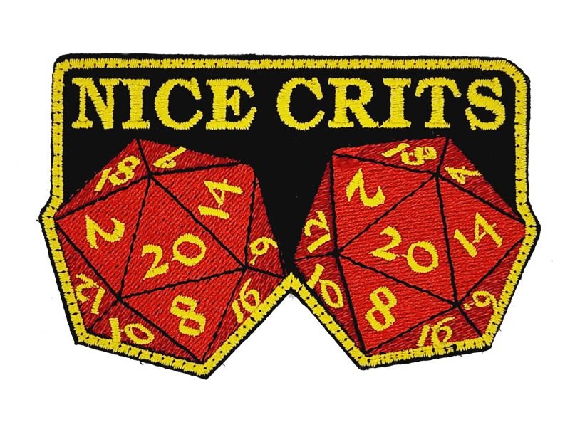 Nice Crits D&D - Roll a set of Natural 20 - Yes they are real -  2.5 x 3.75" Embroidered Patch