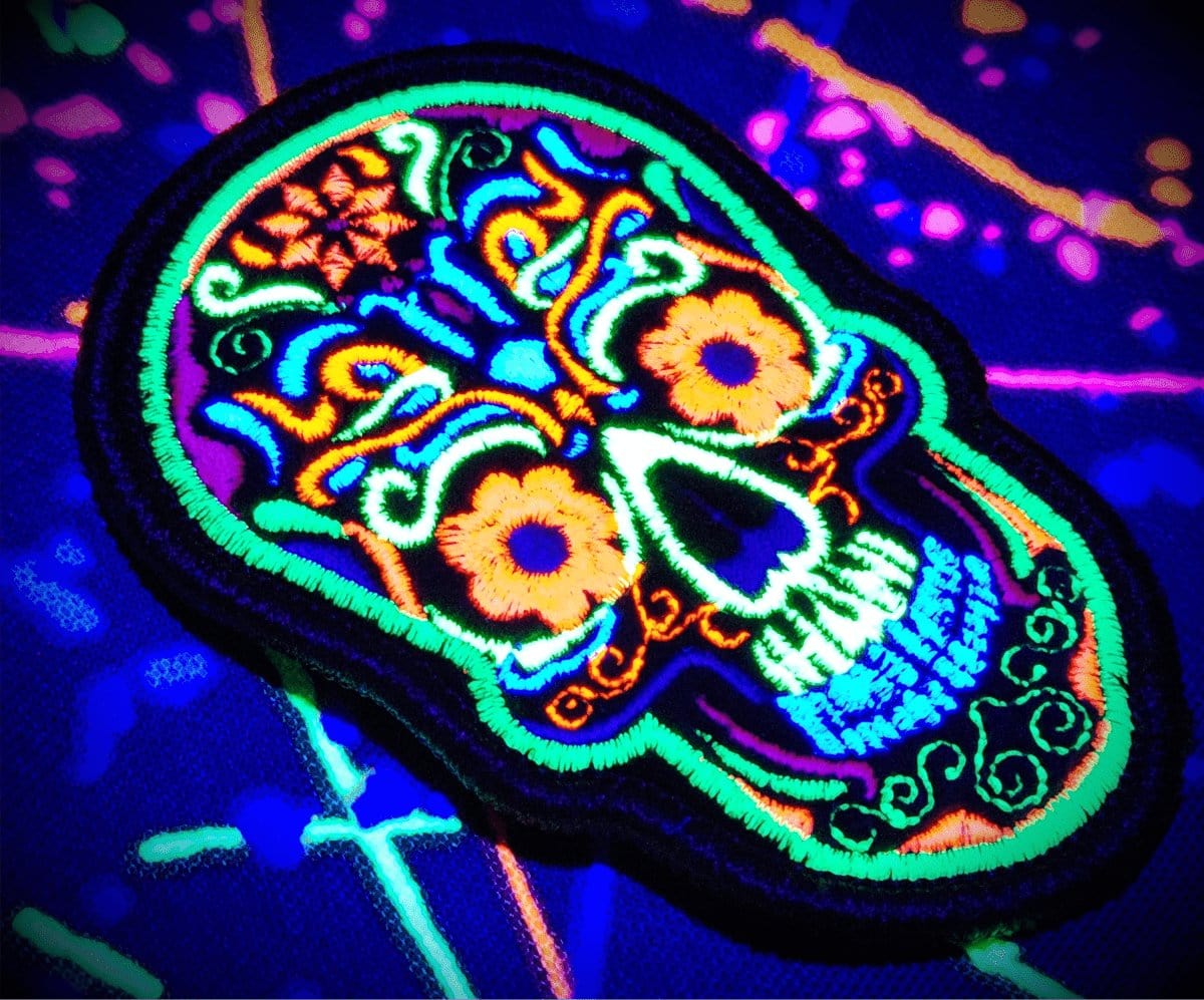 Tactical Gear Junkie Patches Blacklight Dark Blacklight Sugar Skull Felt Patch