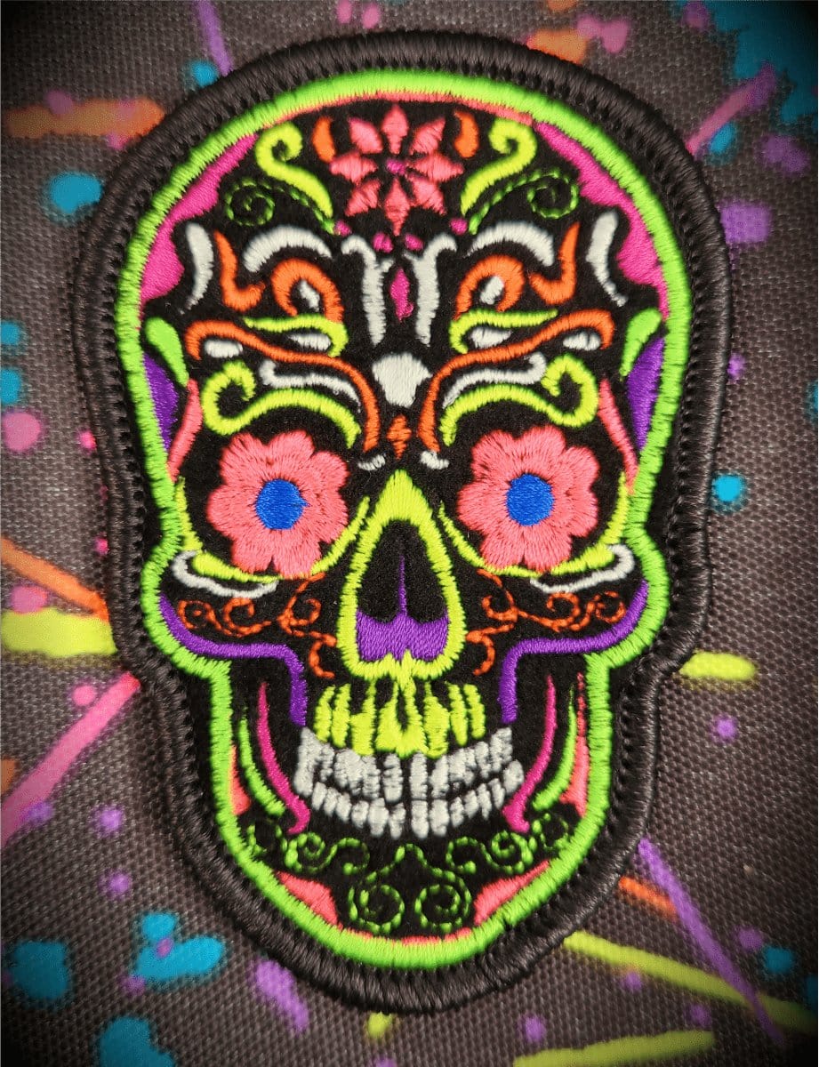 Tactical Gear Junkie Patches Blacklight Dark Blacklight Sugar Skull Felt Patch