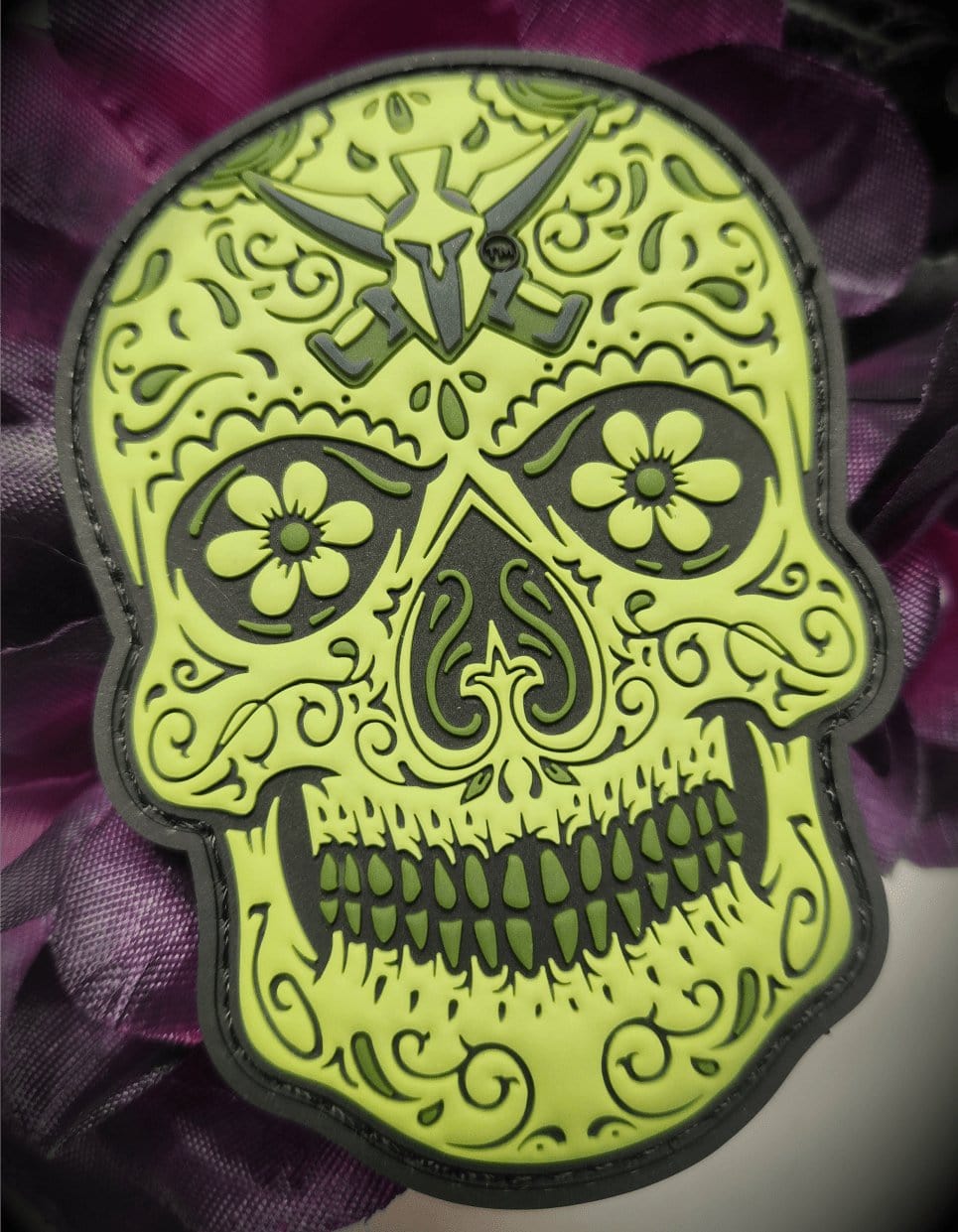 Tactical Gear Junkie Patches Sugar Skull PVC Patch - OD Green - Honoring Departed Souls with Vibrant Artistry