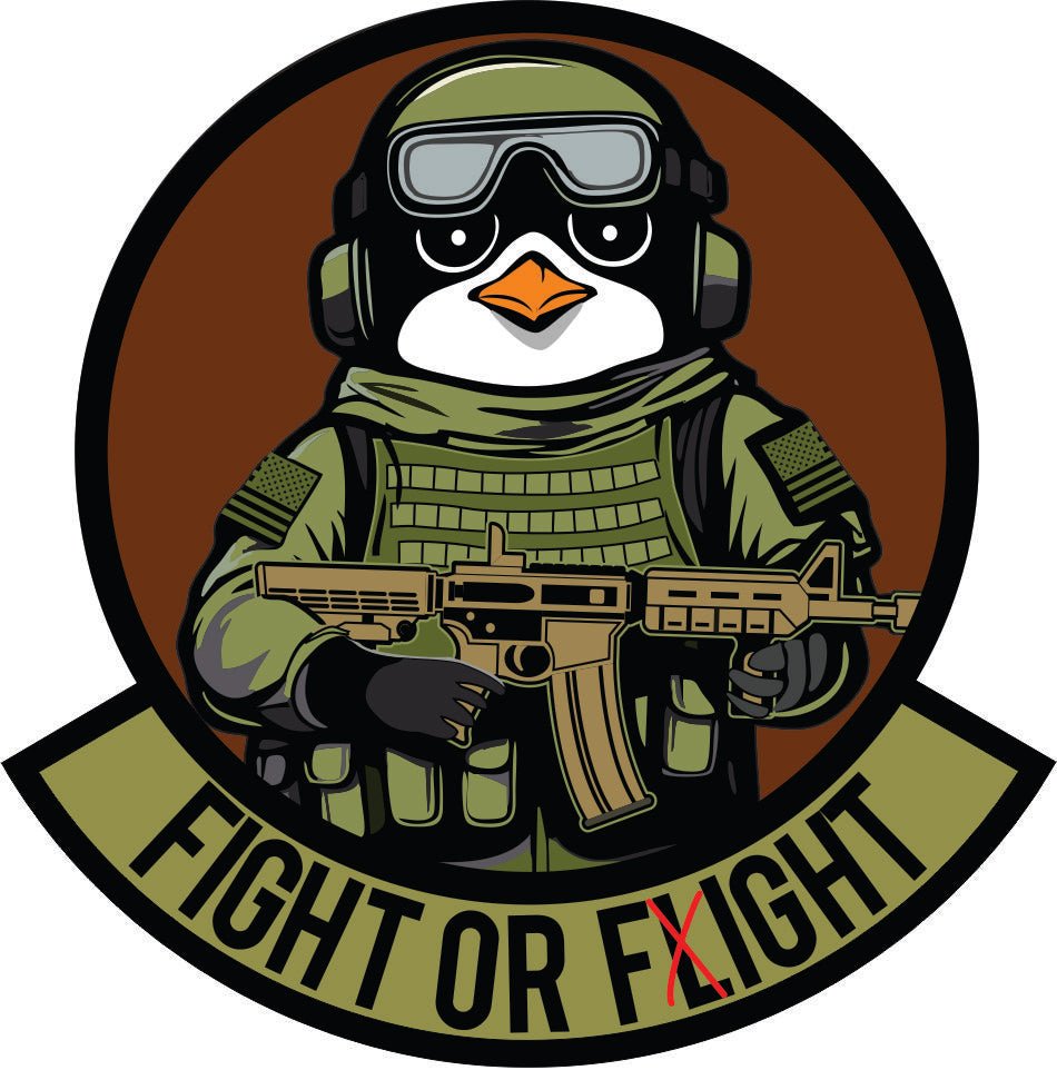STICKER January 2024 POTM - Tactical Penguin Fight or Fight - 3.5"