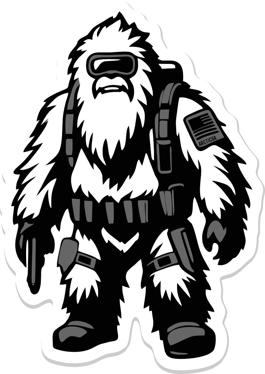 STICKER Summit Sentry: Tactical Yeti – Conquer the Peaks with Mountain Warfare Style!