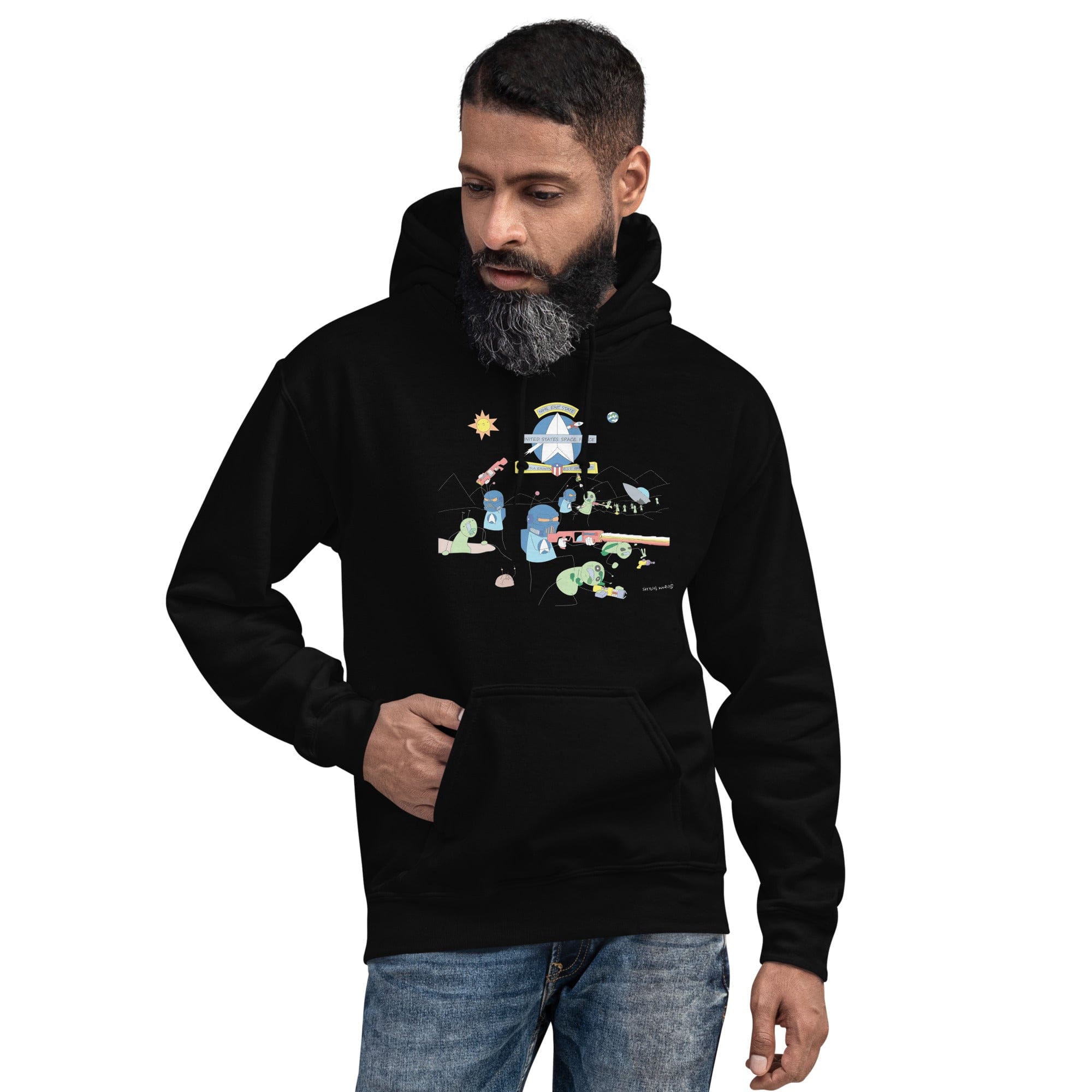 Tactical Gear Junkie Black / S Sketch's World © Officially Licensed - Space Force & Aliens Unisex Hoodie