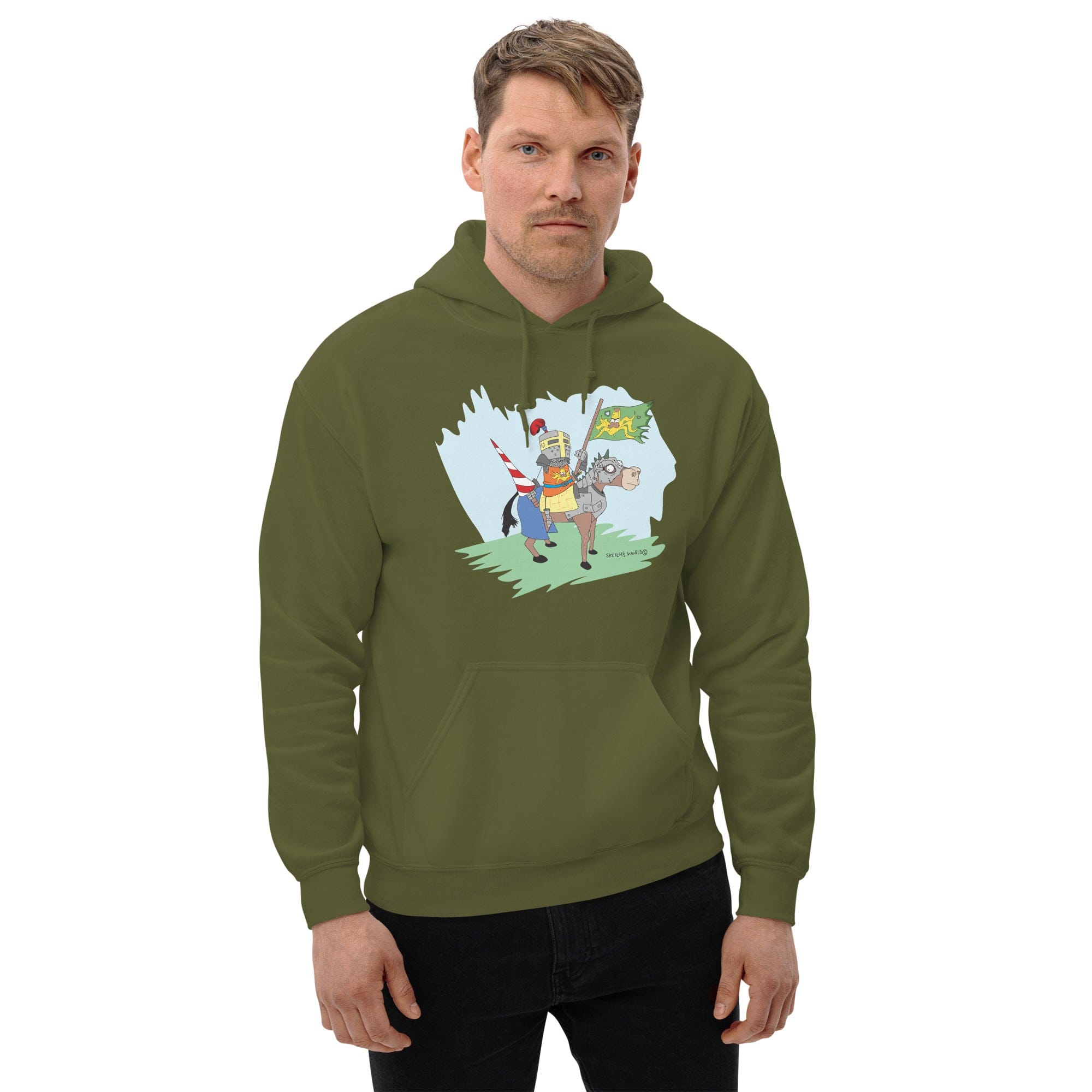 Tactical Gear Junkie Military Green / S Sketch's World © Officially Licensed - Knight on Horse Unisex Hoodie