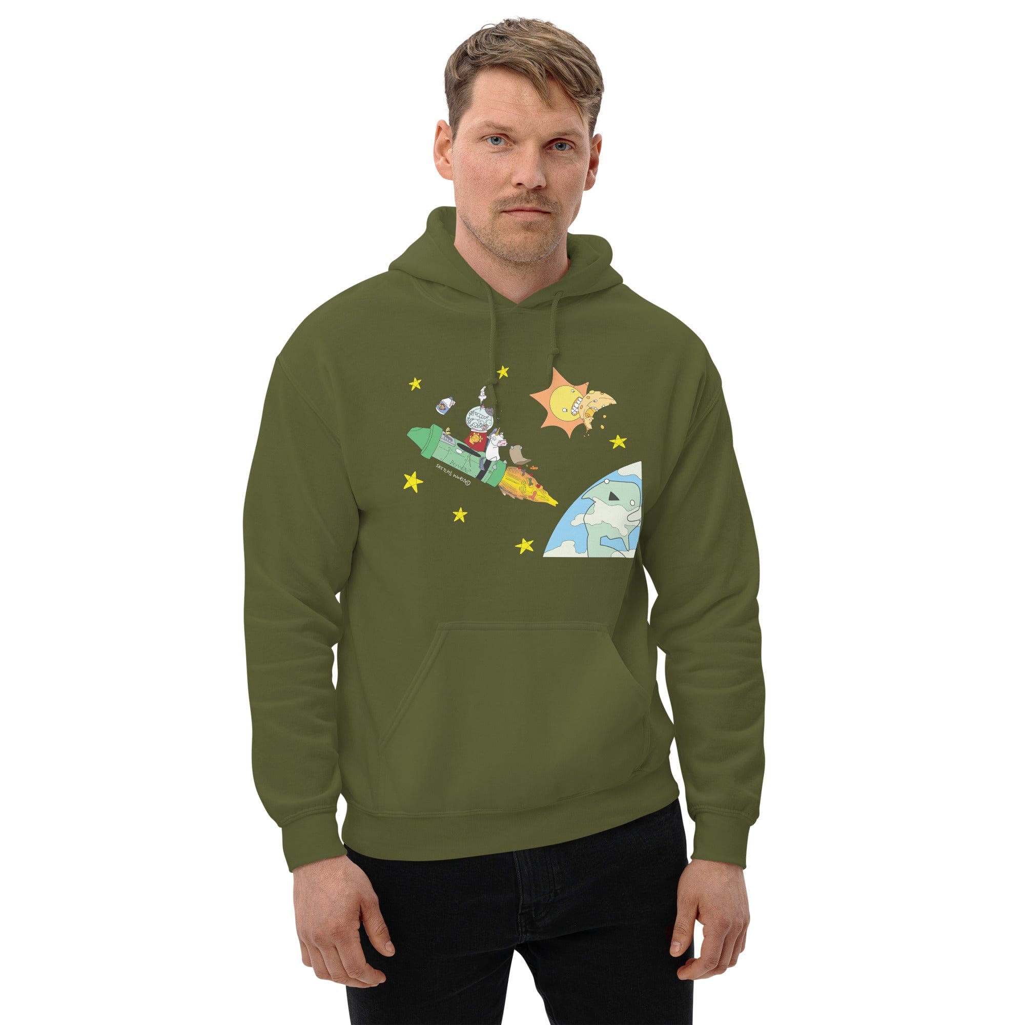 Tactical Gear Junkie Military Green / S Sketch's World © Officially Licensed - Marine & Rocket Unisex Hoodie