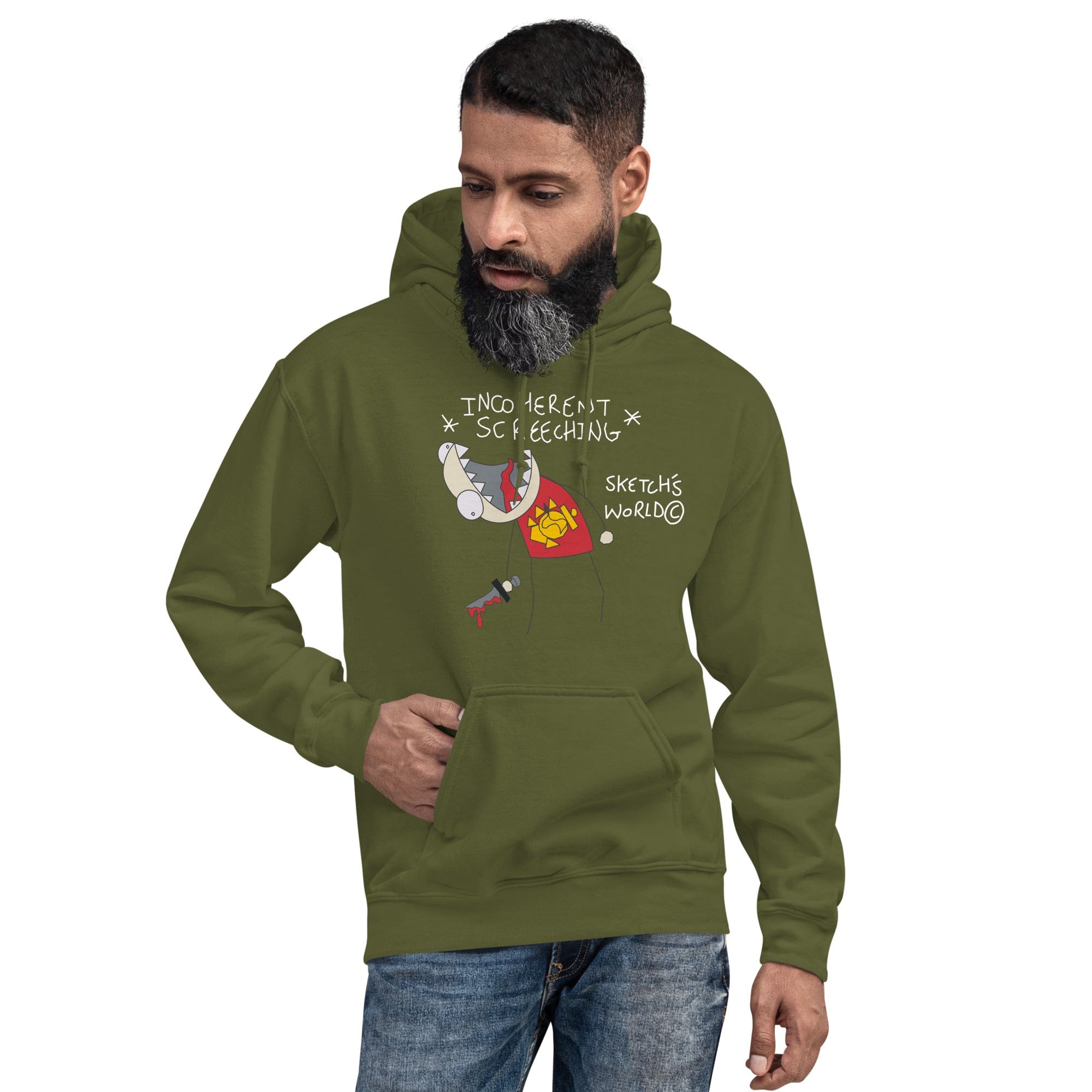 Tactical Gear Junkie Military Green / S Sketch's World © Officially Licensed - Incoherent Screeching Marine Unisex Hoodie