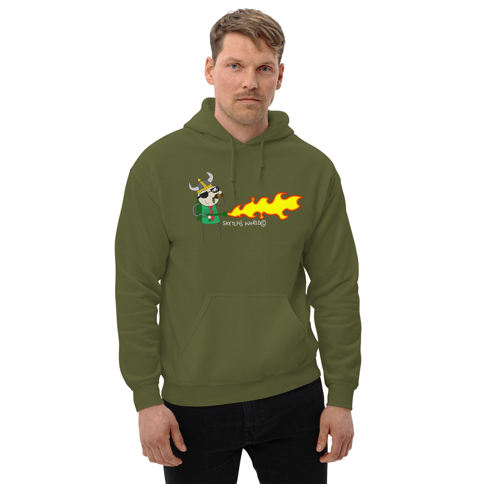 Tactical Gear Junkie Military Green / S Sketch's World © Officially Licensed - Army Flamethrower Unisex Hoodie
