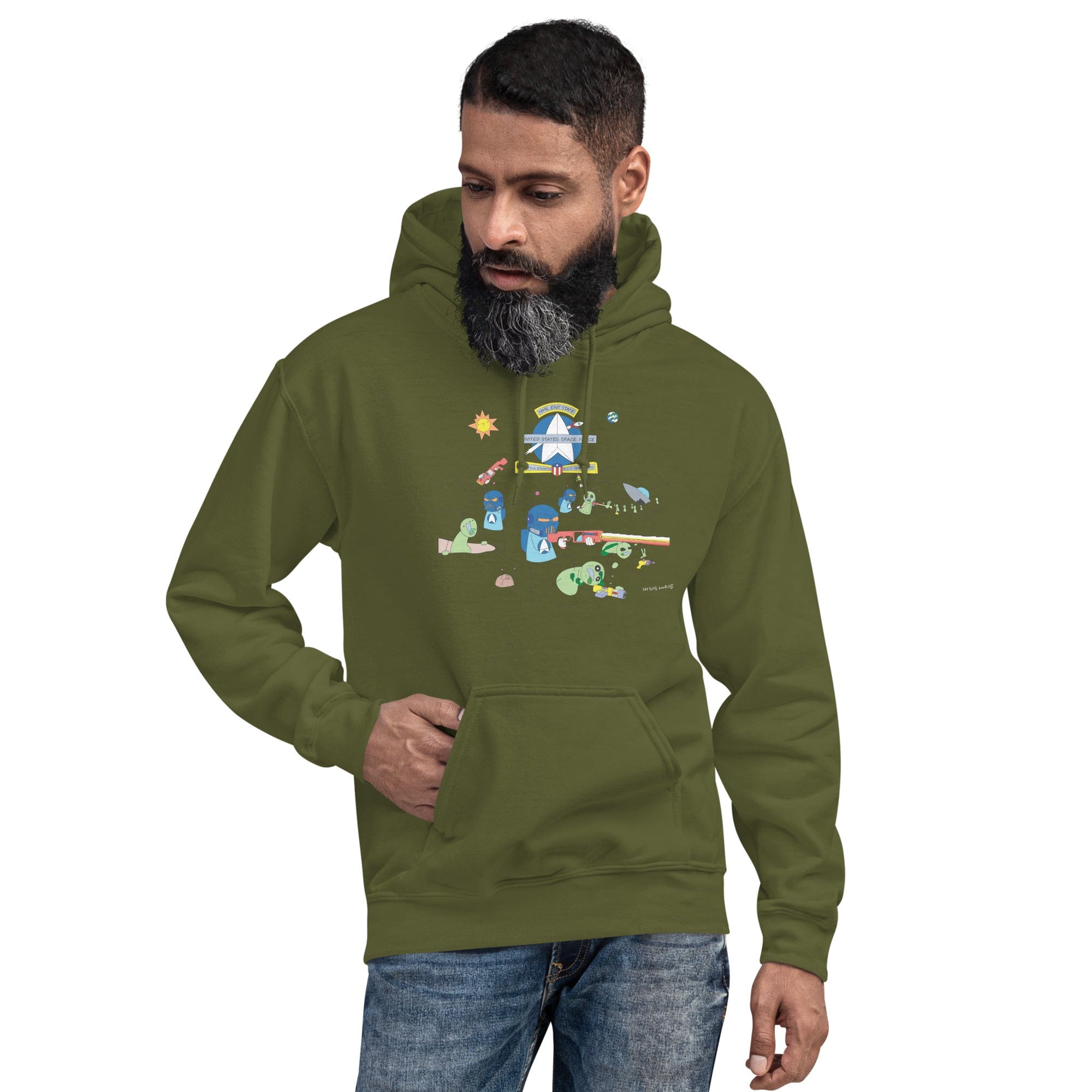 Tactical Gear Junkie Military Green / S Sketch's World © Officially Licensed - Space Force & Aliens Unisex Hoodie
