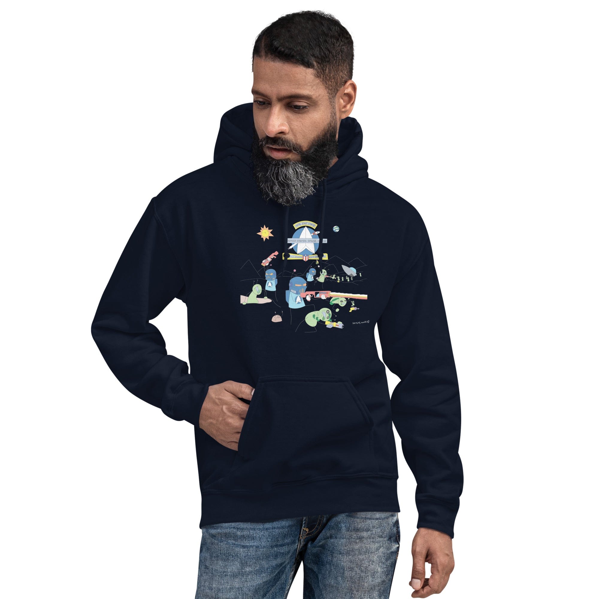 Tactical Gear Junkie Navy / S Sketch's World © Officially Licensed - Space Force & Aliens Unisex Hoodie