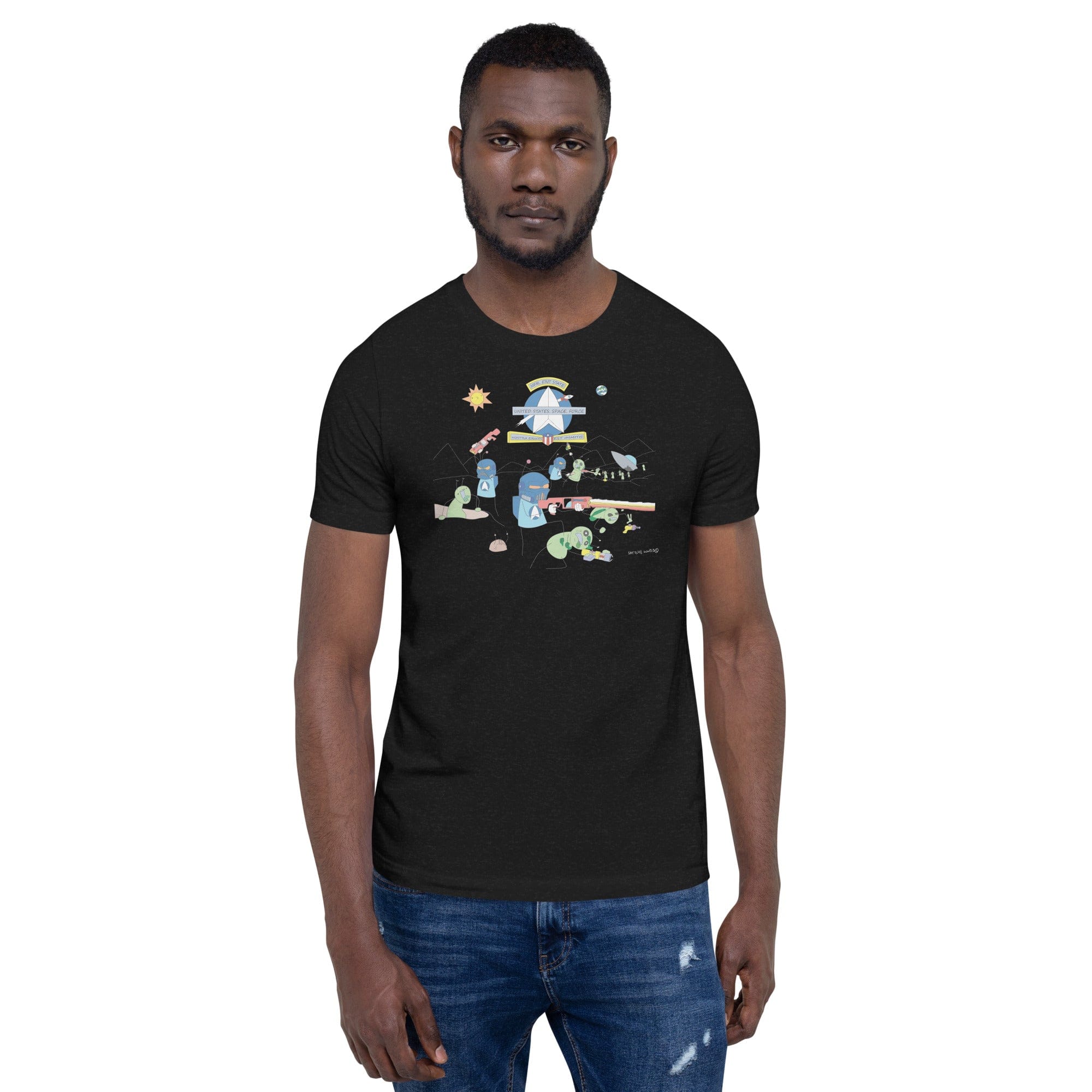 Tactical Gear Junkie Black Heather / XS Sketch's World © Officially Licensed - Space Force & Aliens Unisex T-Shirt