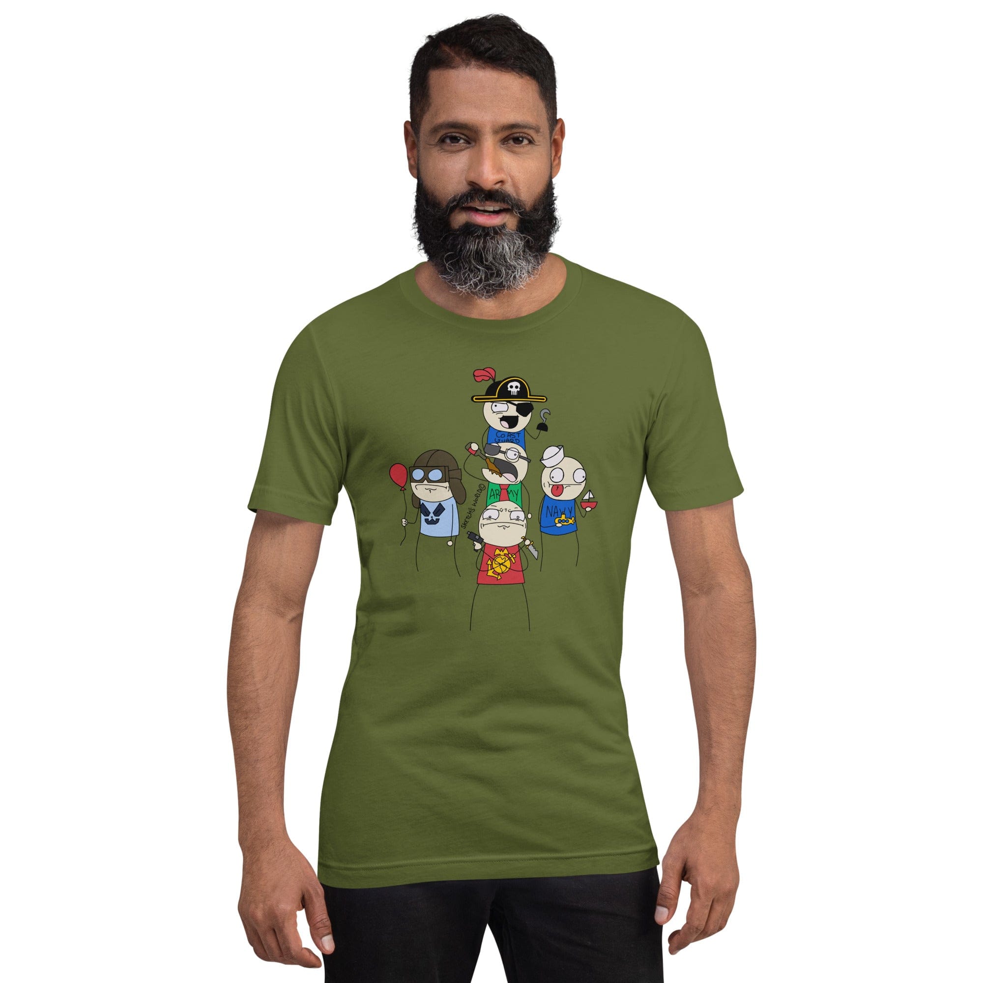 Tactical Gear Junkie Olive / S Sketch's World © Officially Licensed - 5 Branches Unisex T-Shirt