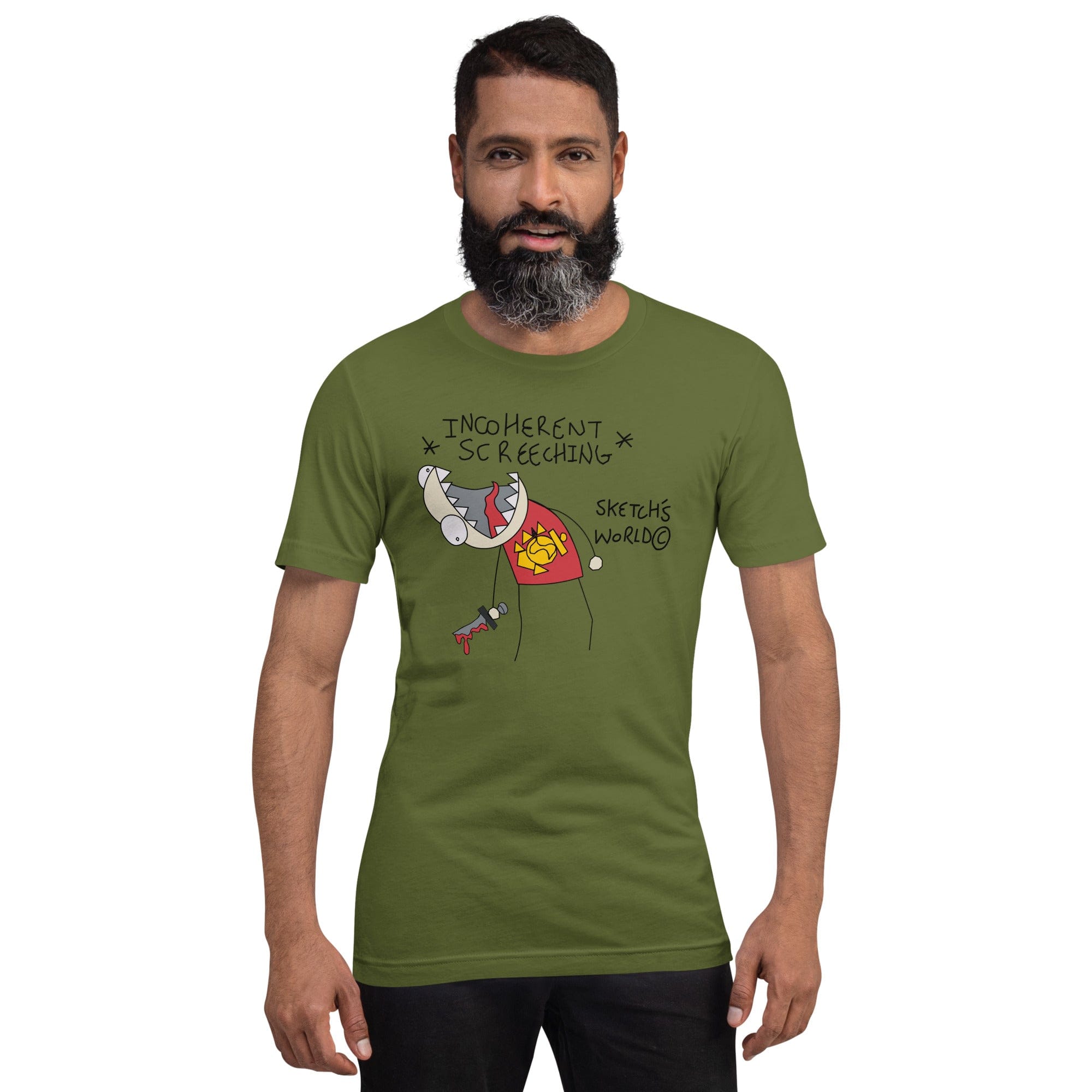 Tactical Gear Junkie Olive / S Sketch's World © Officially Licensed - Incoherent Screeching Marine Unisex T-Shirt
