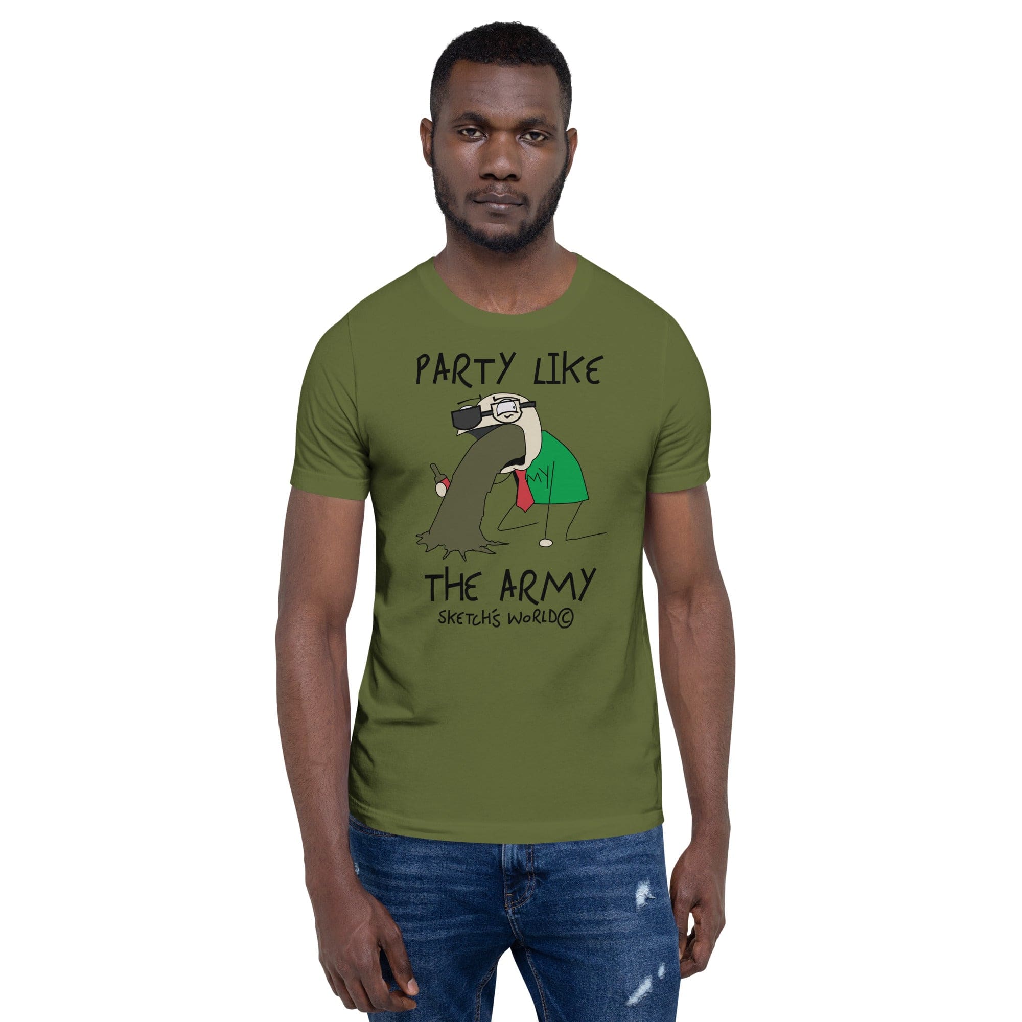 Tactical Gear Junkie Olive / S Sketch's World © Officially Licensed - Party Like the Army Unisex T-Shirt