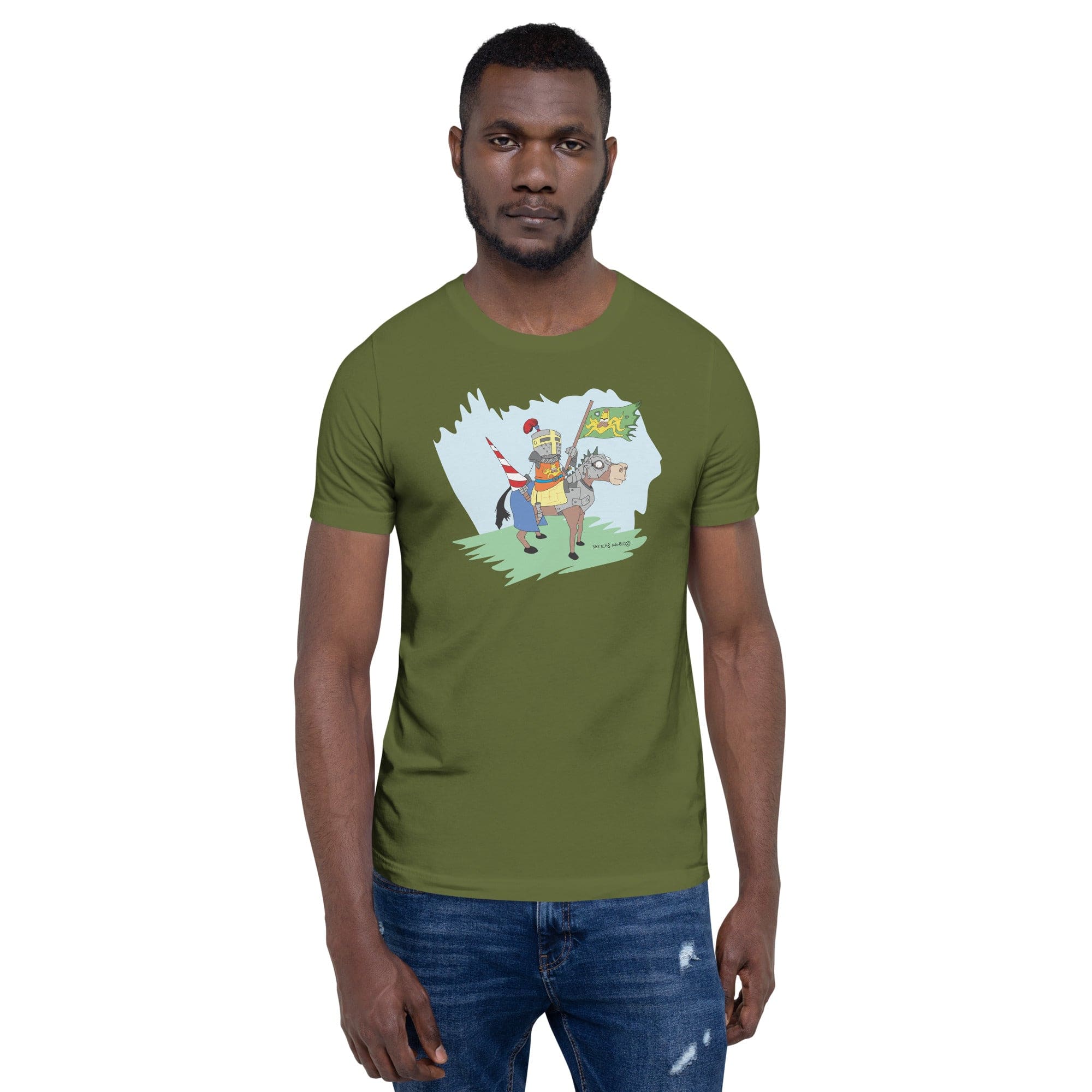 Tactical Gear Junkie Olive / S Sketch's World © Officially Licensed - Knight on Horse Unisex T-Shirt