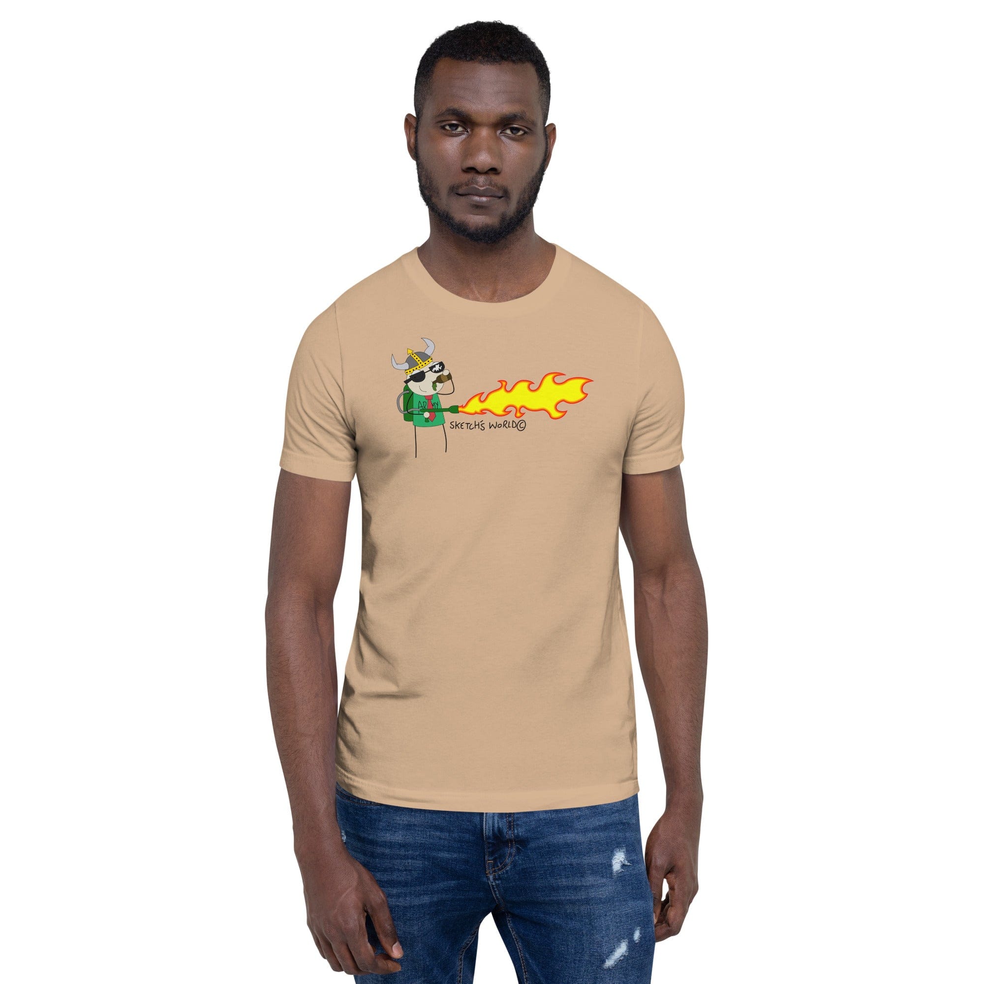 Tactical Gear Junkie Tan / XS Sketch's World © Officially Licensed - Army Flamethrower Unisex T-Shirt